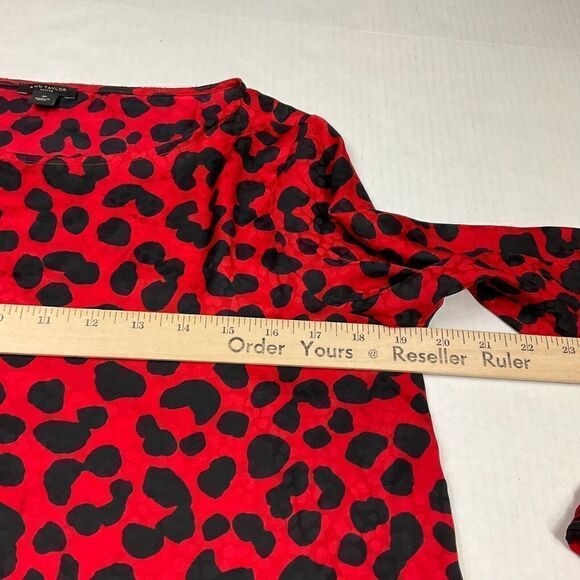 Ann Taylor Blouse Animal Print Long Sleeve Flowy Lightweight Top PS Petites - Picture 9 of 12